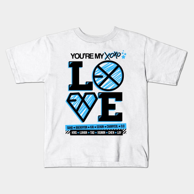 EXO XOXO LOVE Kids T-Shirt by skeletonvenus